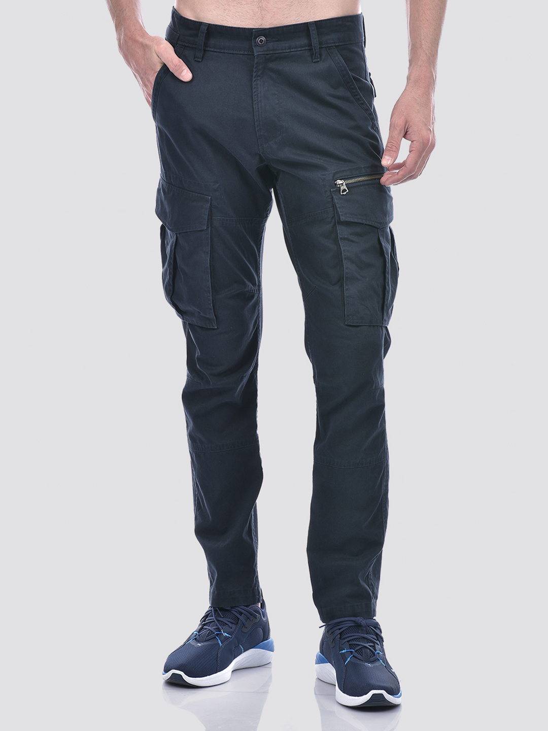 Numero Uno Men Solid Navy Cargo Pants